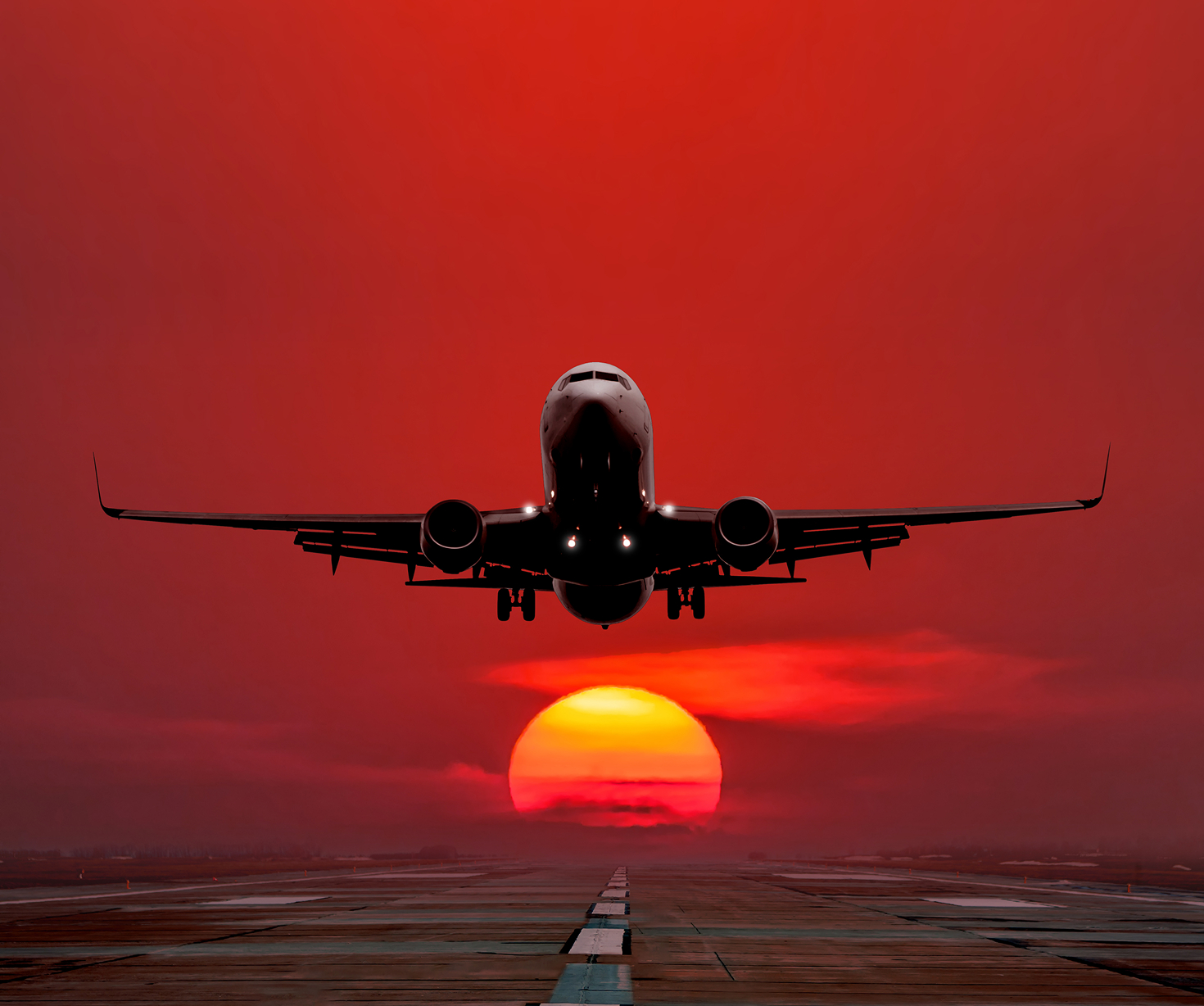 Plane at sunset