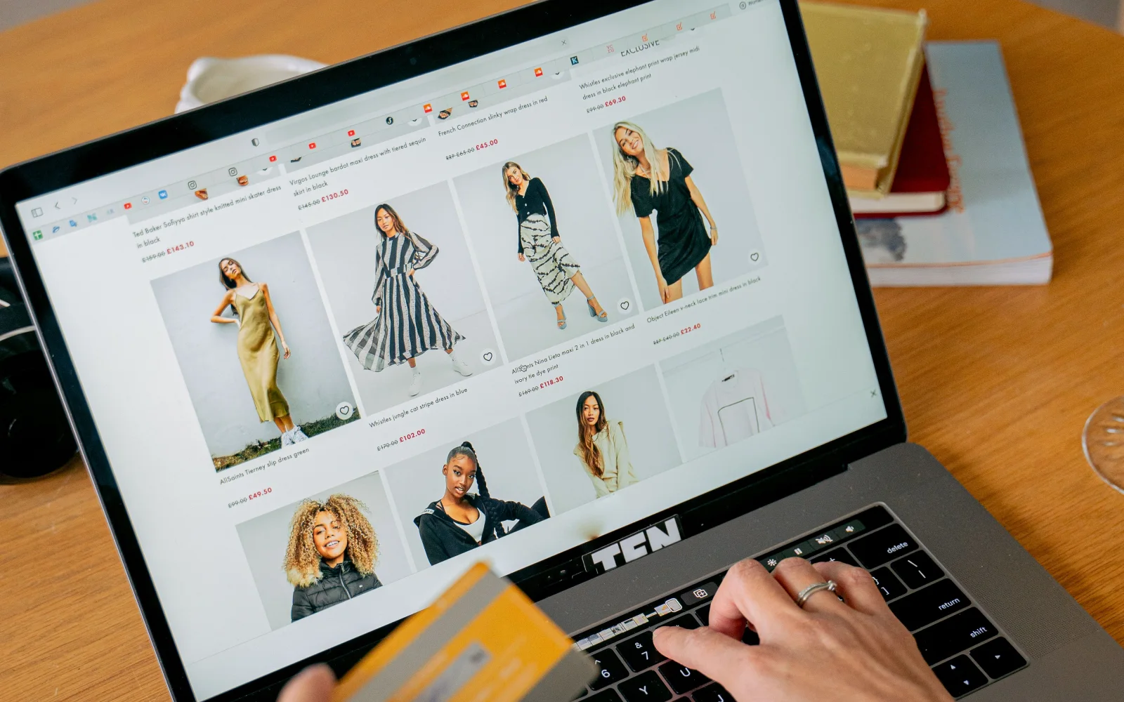 An ecommerce storefront being managed from a laptop